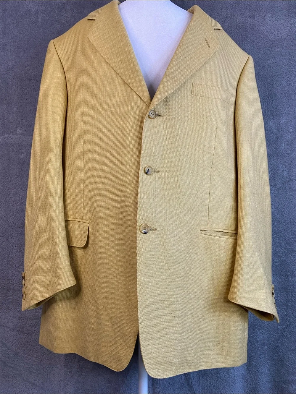 VTG Canali Yellow Single-Breasted Wool Blend Italian Blazer 54R Old Money Preppy